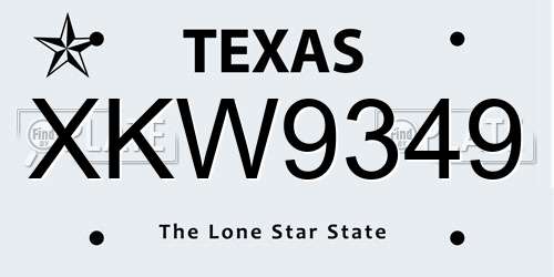 XKW9349 Texas License Plate