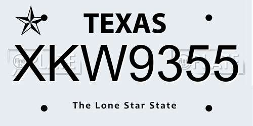 XKW9355 Texas License Plate
