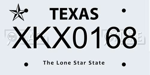XKX0168 Texas License Plate