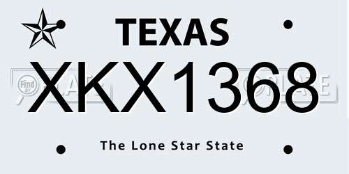 XKX1368 Texas License Plate