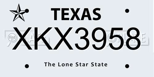 XKX3958 Texas License Plate