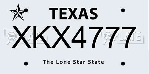 XKX4777 Texas License Plate