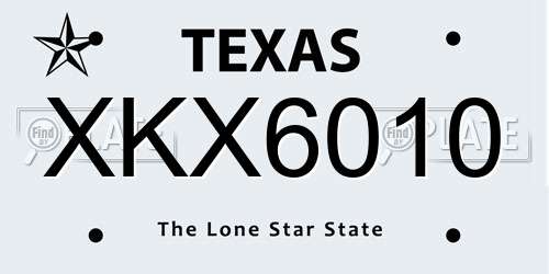 XKX6010 Texas License Plate