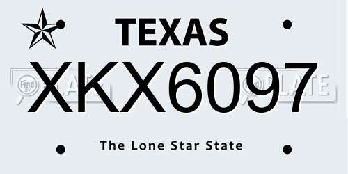 XKX6097 Texas License Plate