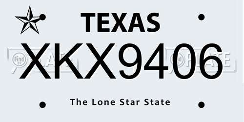 XKX9406 Texas License Plate