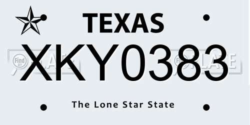 XKY0383 Texas License Plate