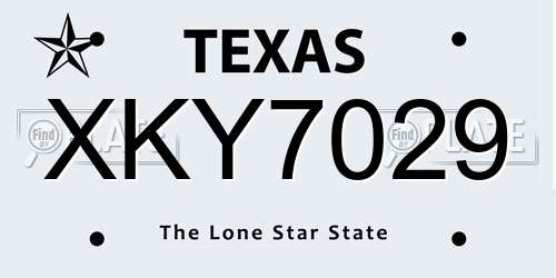 XKY7029 Texas License Plate