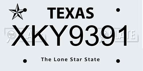XKY9391 Texas License Plate