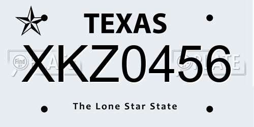 XKZ0456 Texas License Plate