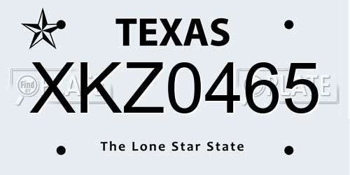 XKZ0465 Texas License Plate