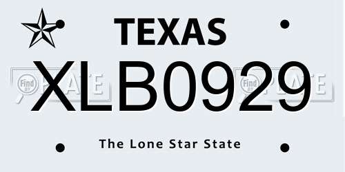 XLB0929 Texas License Plate