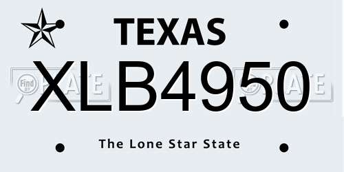 XLB4950 Texas License Plate