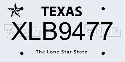 XLB9477 Texas License Plate