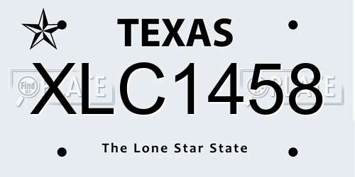 XLC1458 Texas License Plate