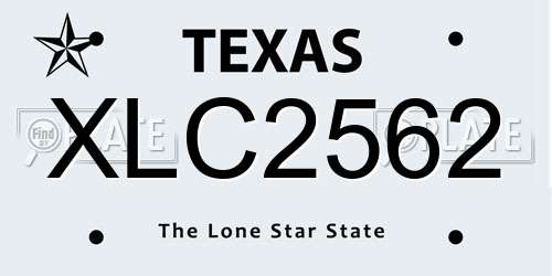 XLC2562 Texas License Plate