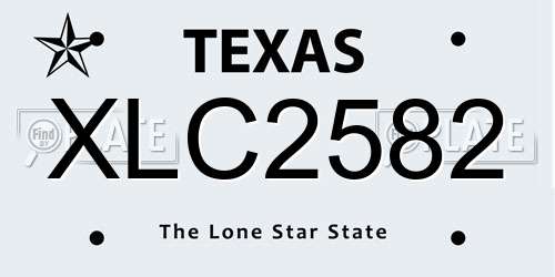 XLC2582 Texas License Plate