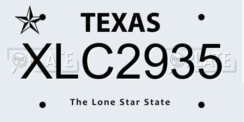 XLC2935 Texas License Plate