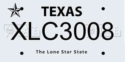 XLC3008 Texas License Plate