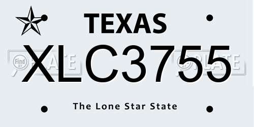 XLC3755 Texas License Plate
