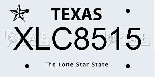 XLC8515 Texas License Plate