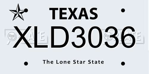 XLD3036 Texas License Plate