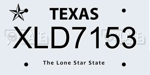 XLD7153 Texas License Plate