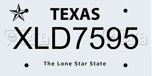 XLD7595 Texas License Plate