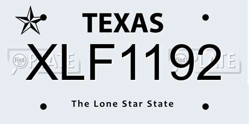 XLF1192 Texas License Plate