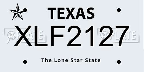 XLF2127 Texas License Plate