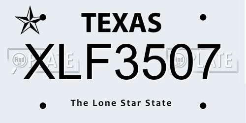 XLF3507 Texas License Plate