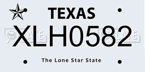 XLH0582 Texas License Plate