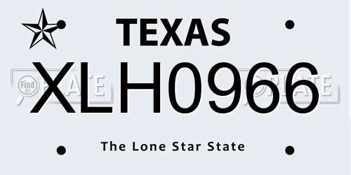 XLH0966 Texas License Plate