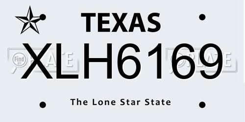 XLH6169 Texas License Plate
