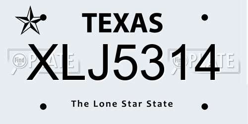 XLJ5314 Texas License Plate