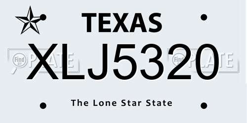 XLJ5320 Texas License Plate