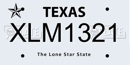XLM1321 Texas License Plate