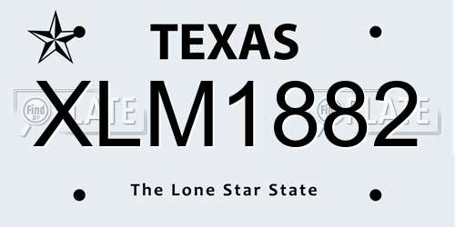 XLM1882 Texas License Plate