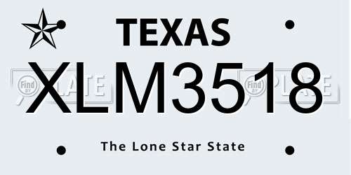 XLM3518 Texas License Plate
