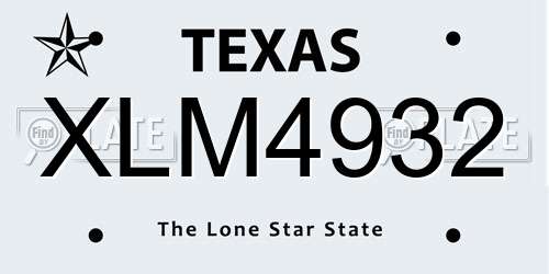 XLM4932 Texas License Plate