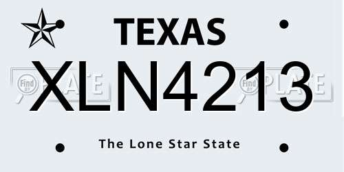 XLN4213 Texas License Plate