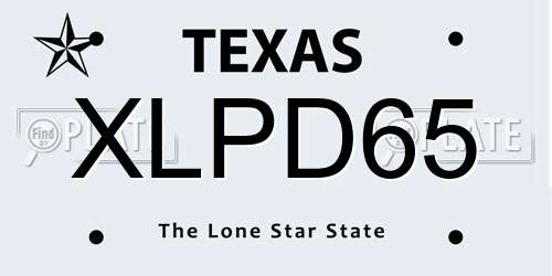 XLPD65 Texas License Plate