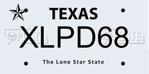 XLPD68 Texas License Plate