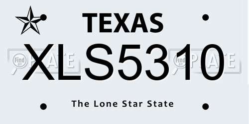 XLS5310 Texas License Plate