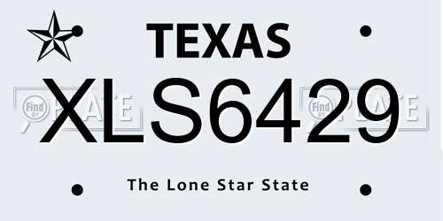 XLS6429 Texas License Plate