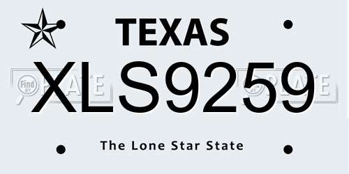 XLS9259 Texas License Plate