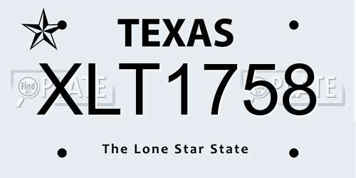 XLT1758 Texas License Plate
