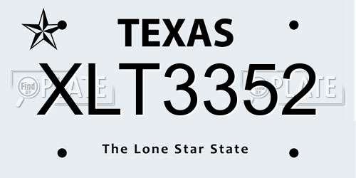 XLT3352 Texas License Plate