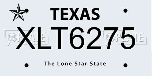 XLT6275 Texas License Plate
