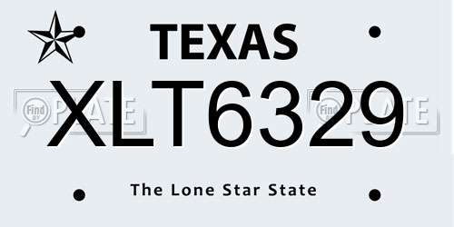 XLT6329 Texas License Plate