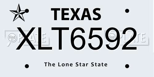 XLT6592 Texas License Plate